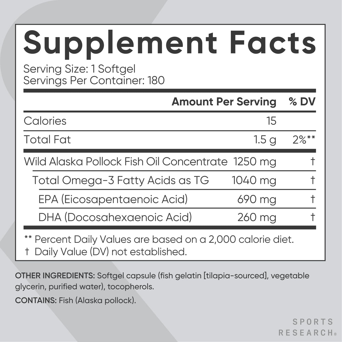 Sports Research Omega-3 Huile de Poisson avec un verre d'eau