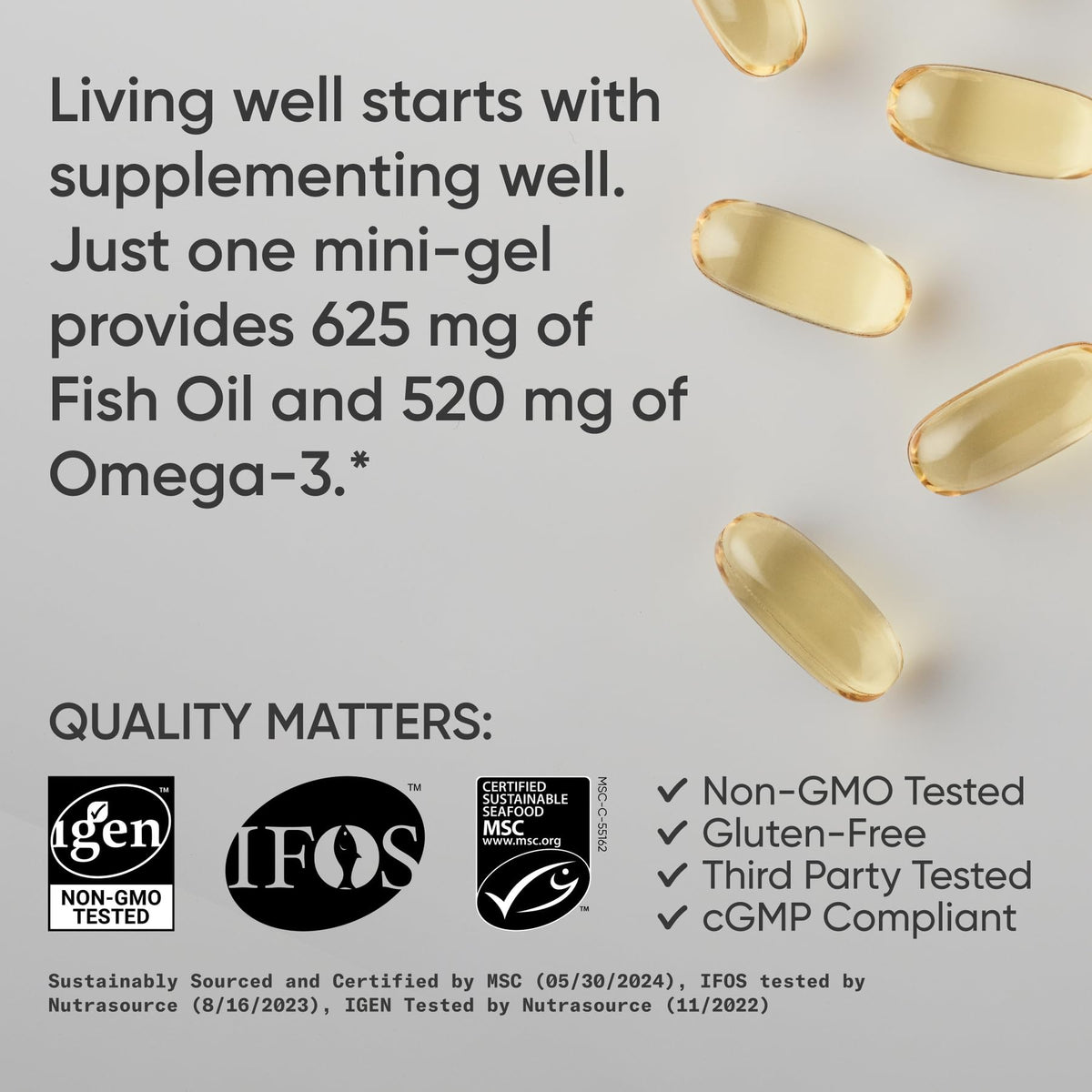Sports Research Omega-3 Huile de Poisson Mini Gels côté droit