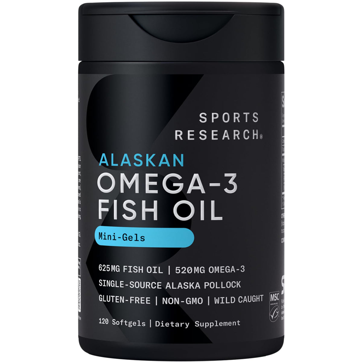 Sports Research Omega-3 Huile de Poisson Mini Gels emballage avant