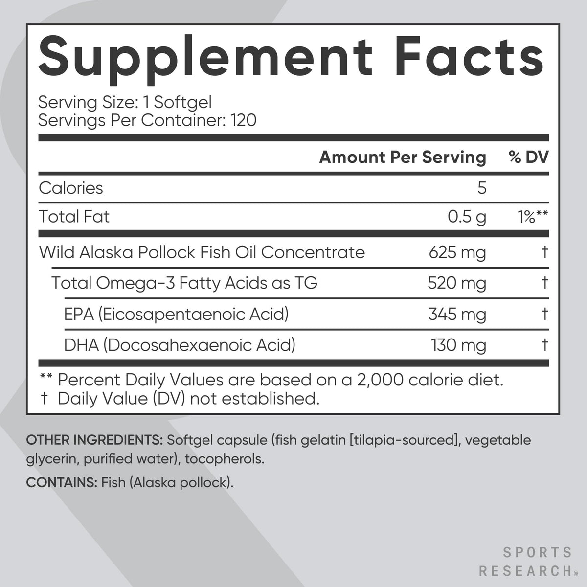 Sports Research Omega-3 Huile de Poisson Mini Gels en main
