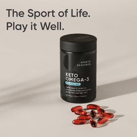 Sports Research Omega-3 Huile de Poisson sur une table en bois