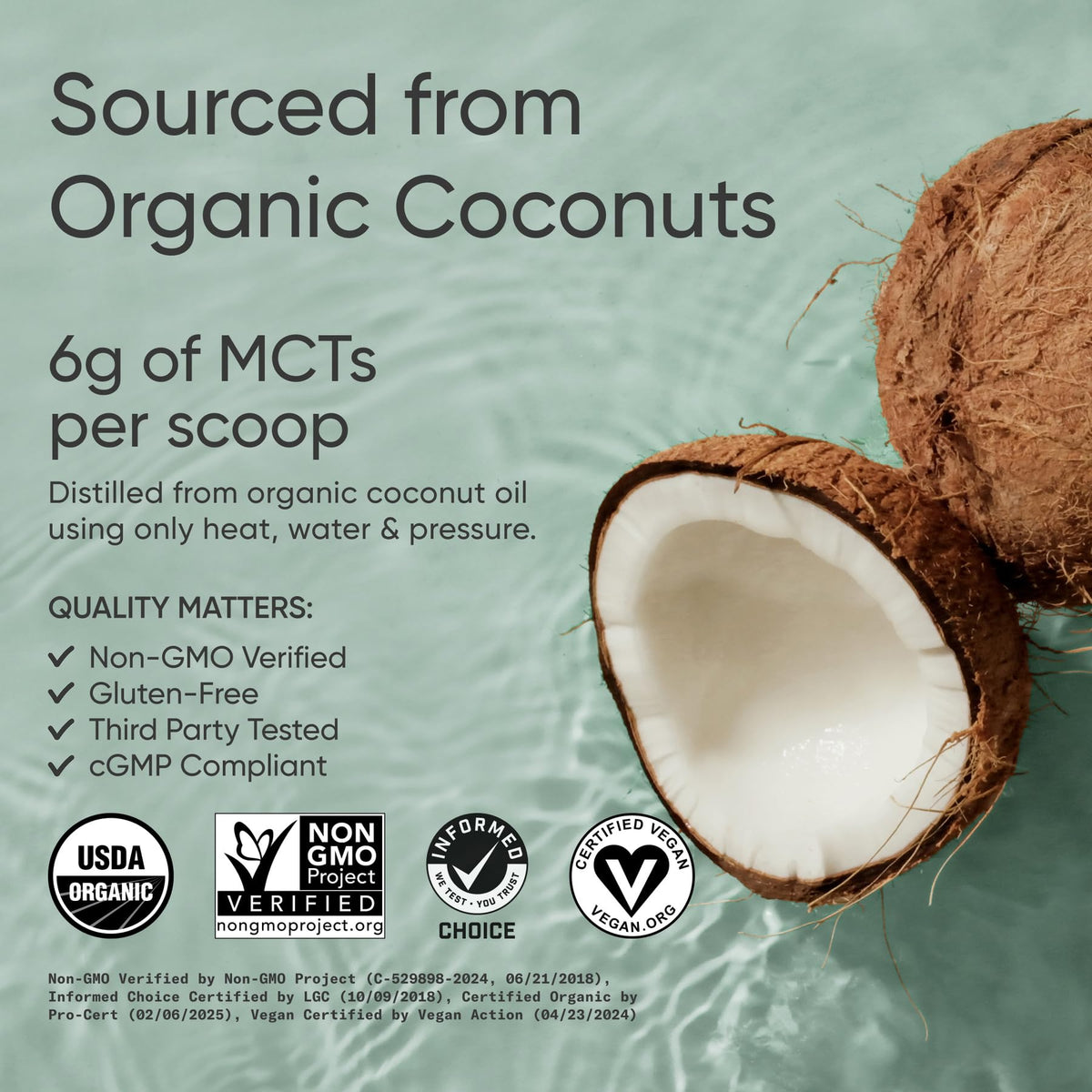 Sports Research Poudre d'Huile de Coco MCT Bio 440g - étiquette et contenu