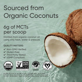 Sports Research Poudre d'Huile de Coco MCT Bio 440g - étiquette et contenu