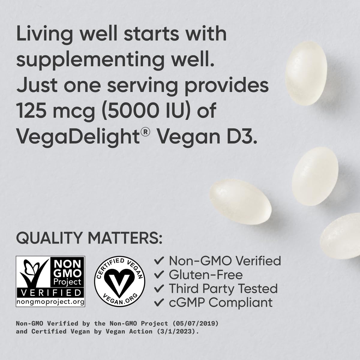 Sports Research Vegan D3 5000iu 60 Plantgels vue de côté