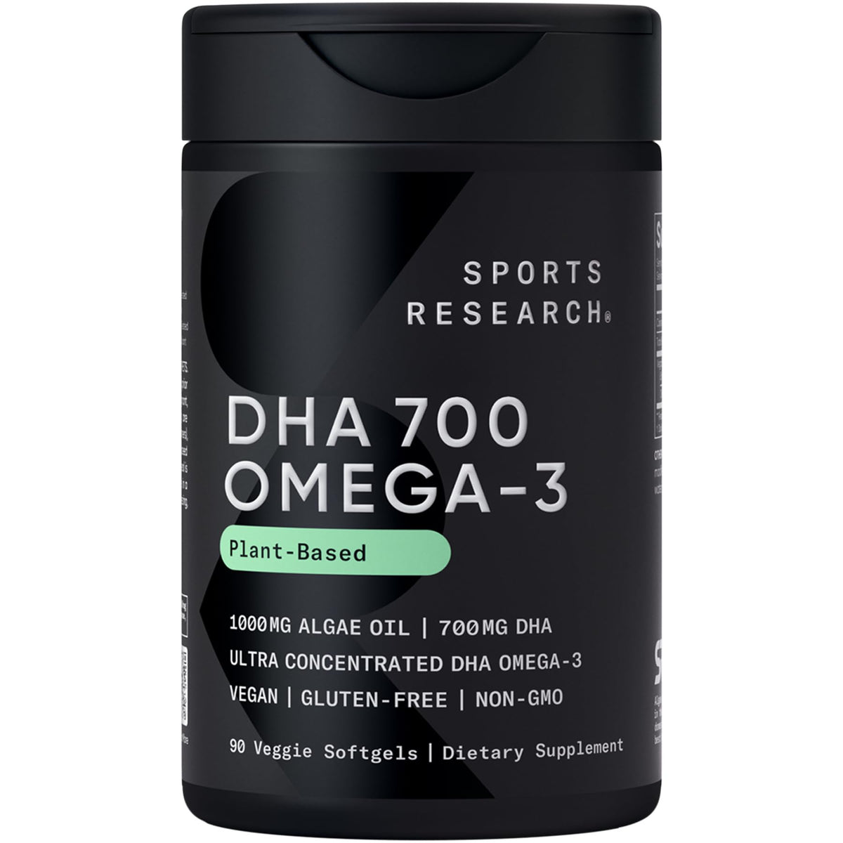 Sports Research Vegan DHA 700mg Huile d'Algue 90 Plantgels vue avant