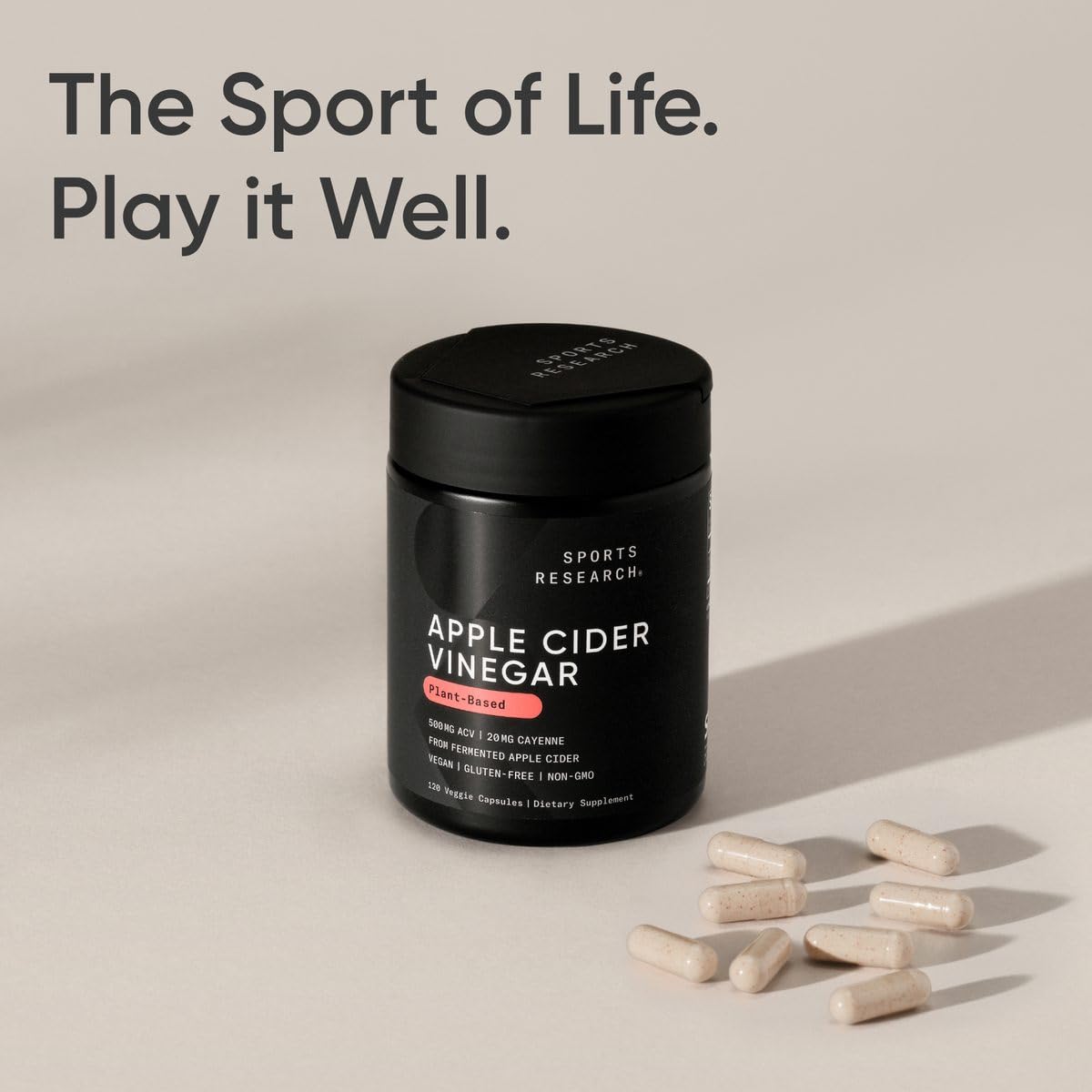 Sports Research Vinaigre de Pomme 500mg + Piment de Cayenne avec d'autres compléments alimentaires