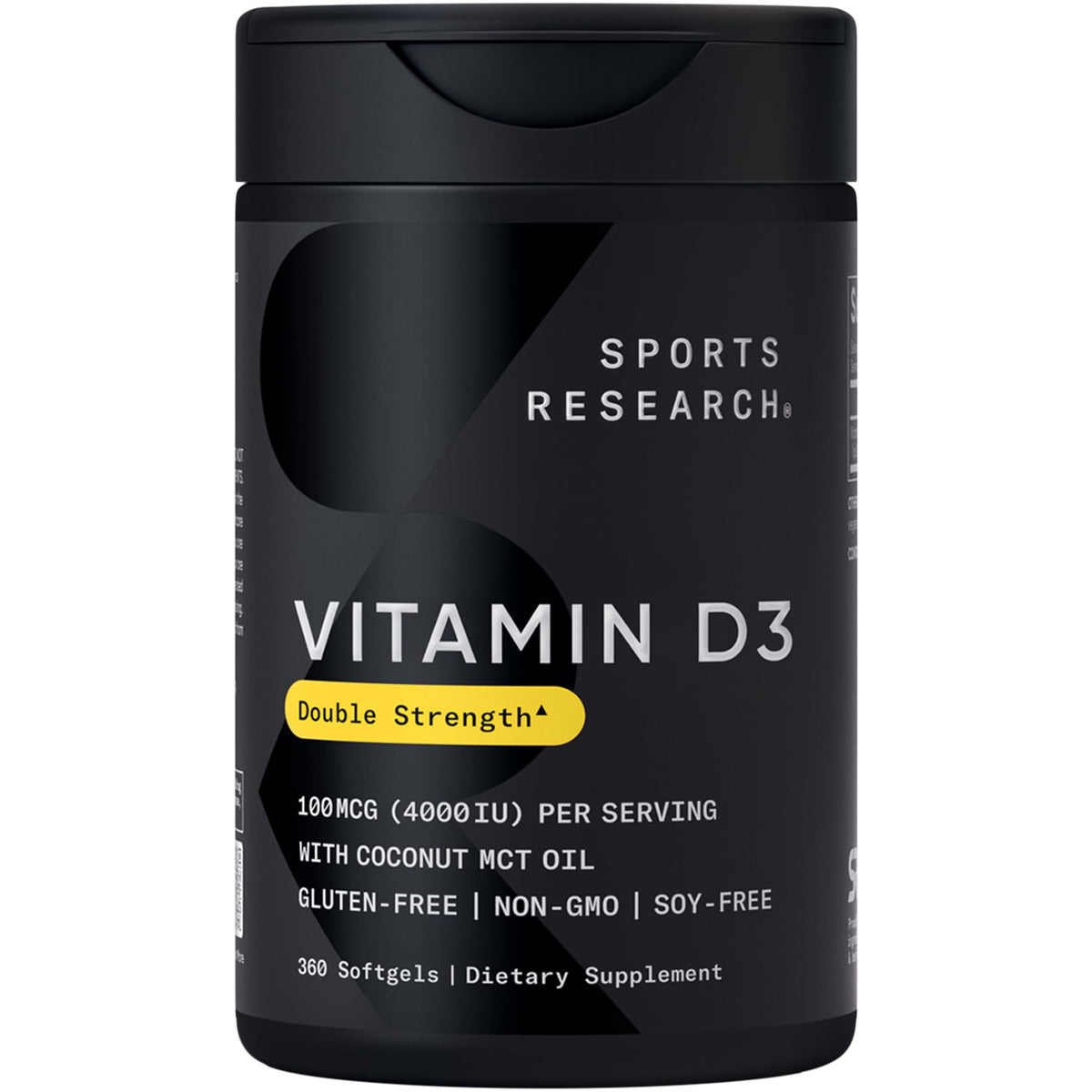 Sports Research Vitamine D3 4000iu gélules liquides côté avant
