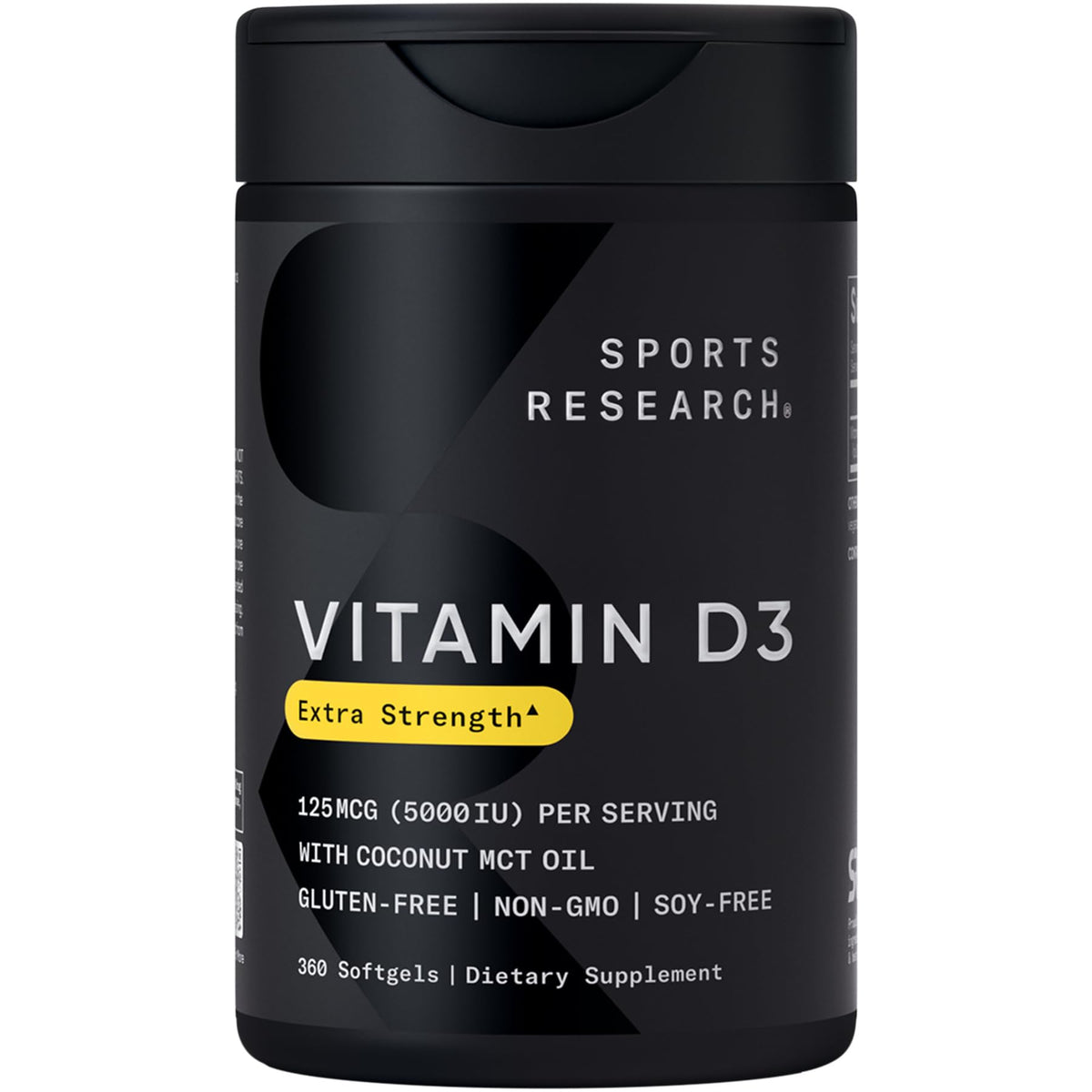 Sports Research Vitamine D3 5000 IU gélules molles avec huile de coco