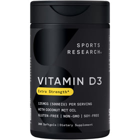 Sports Research Vitamine D3 5000 IU gélules molles avec huile de coco