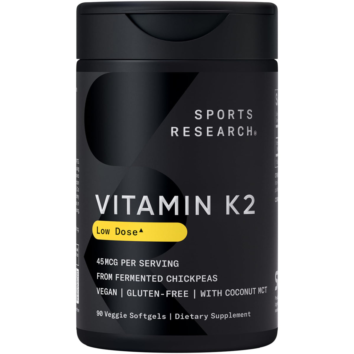Sports Research Vitamine K2 45mcg Huile MCT de Coco devant