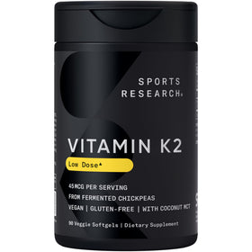 Sports Research Vitamine K2 45mcg Huile MCT de Coco devant