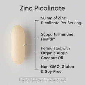 Sports Research Zinc Picolinate 50mg 60 gélules, vue arrière de l'emballage