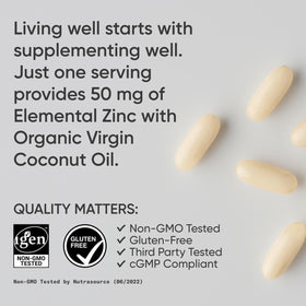Sports Research Zinc Picolinate 50mg, gélules sur fond blanc