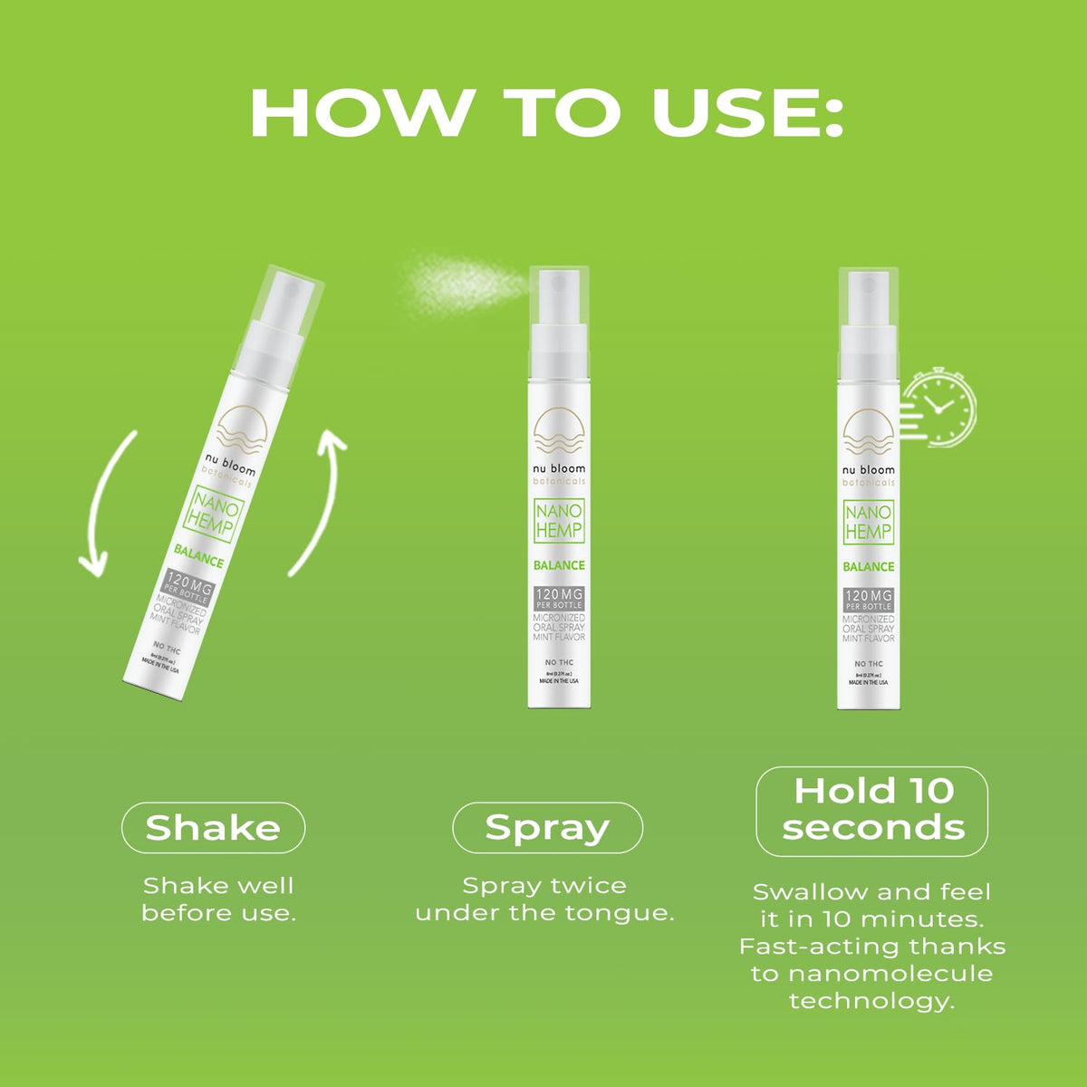 Spray Calm & Stress de Nu Bloom Botanicals 8mL avec étiquette visible