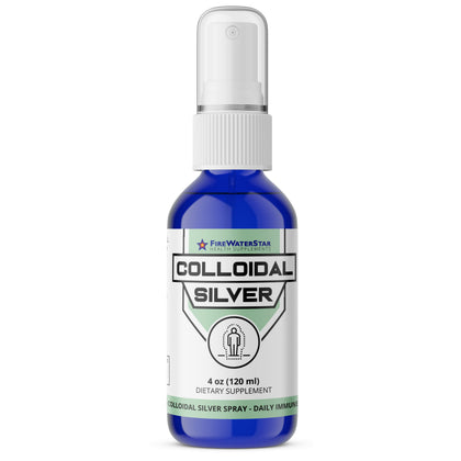 Spray d'argent colloïdal FIREWATERSTAR 50 ppm 4 oz vue de face