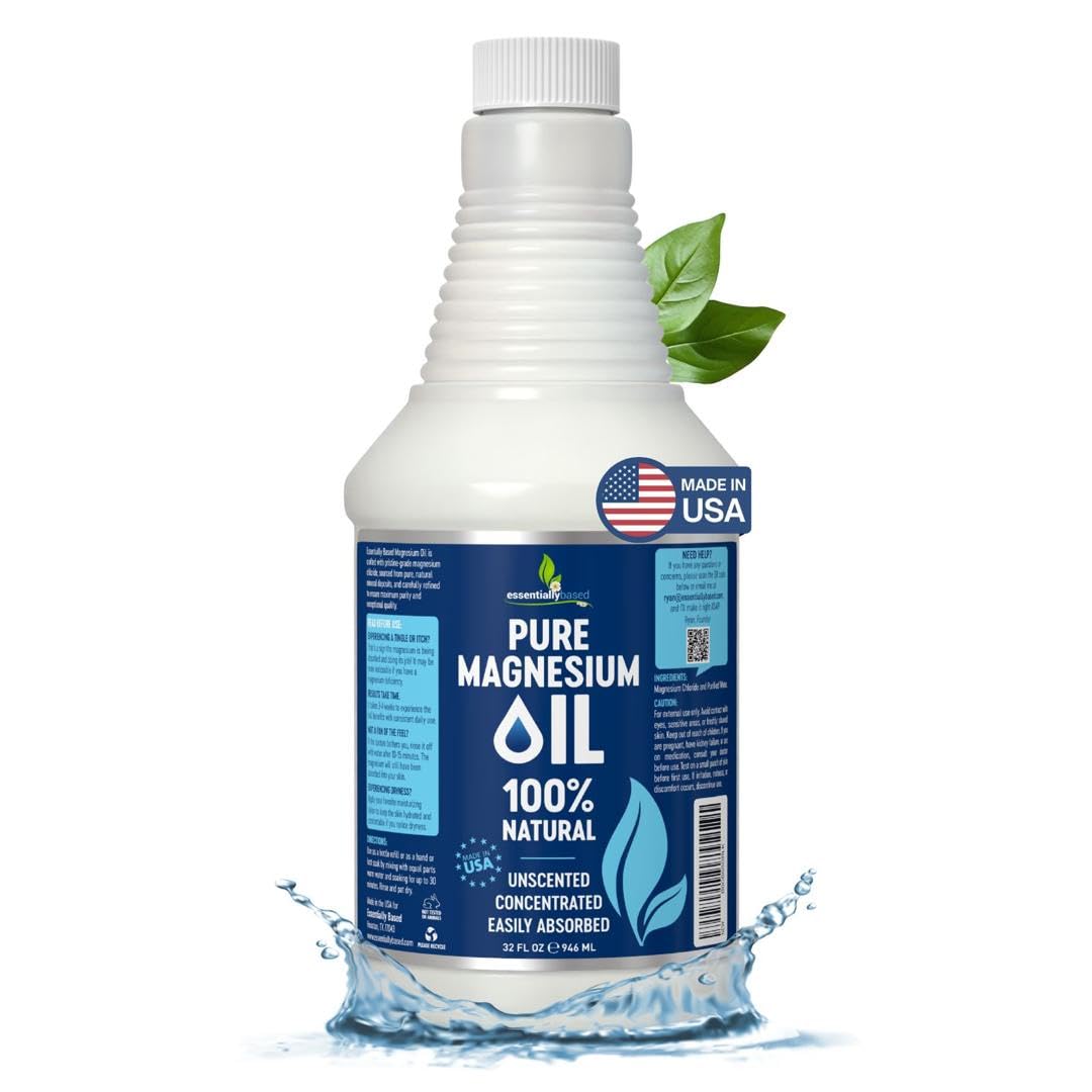 Spray d'Huile de Magnésium 946ml d'Essentially Based, vue avant