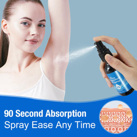 Spray d'huile de magnésium A r b c r n sur une surface blanche