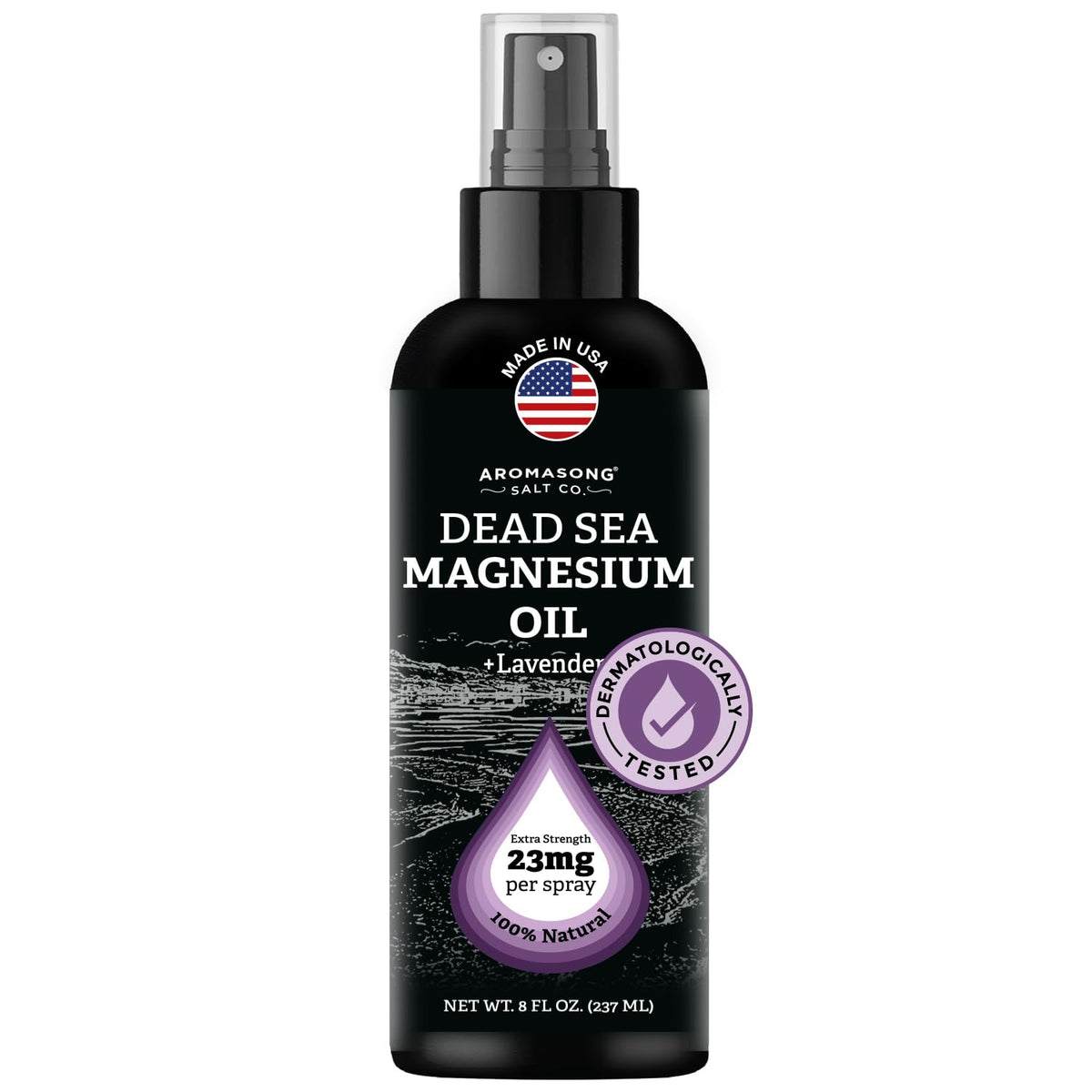 Spray d'huile de magnésium Aromasong 8 Oz vue avant