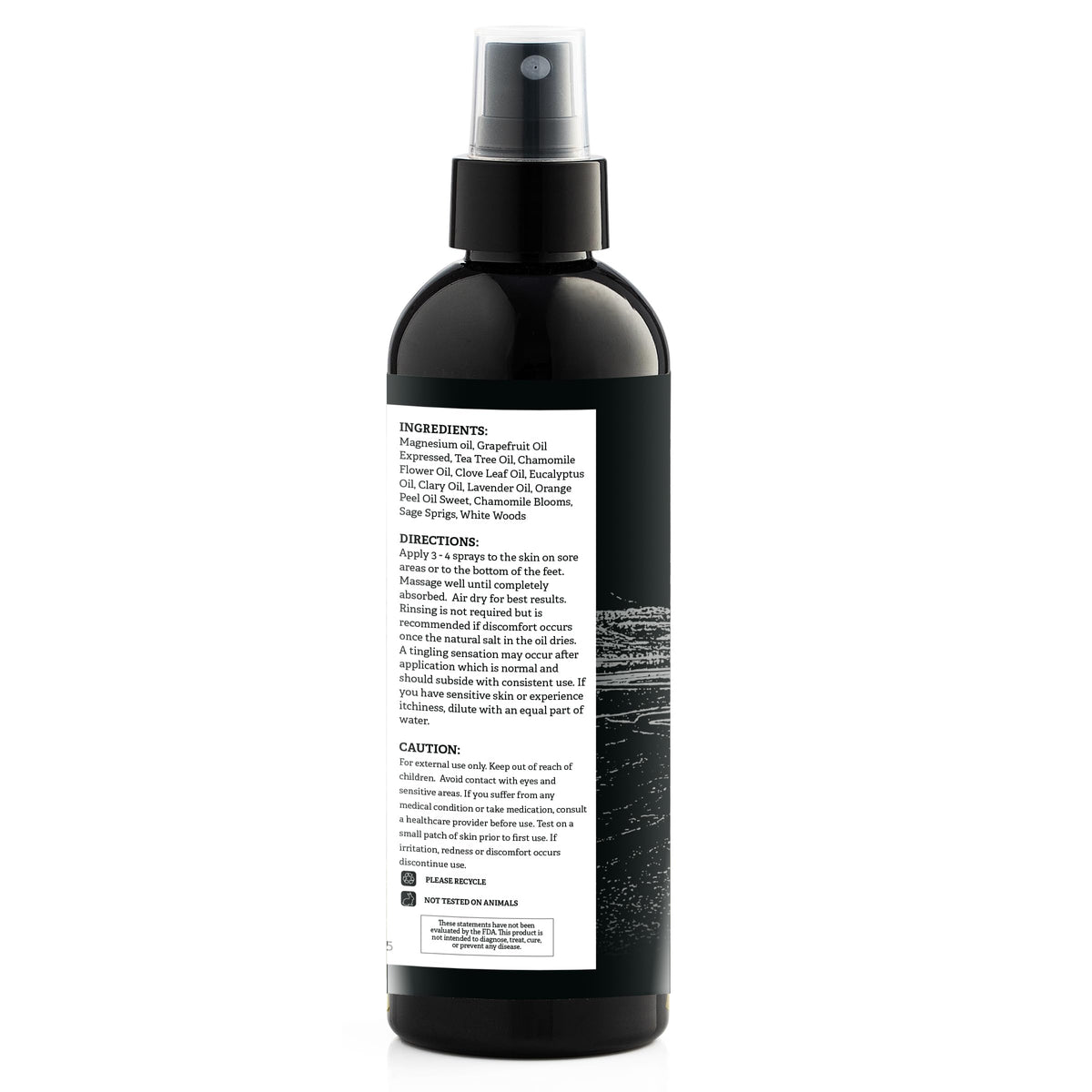 Spray d'huile de magnésium Aromasong sur une table avec des accessoires