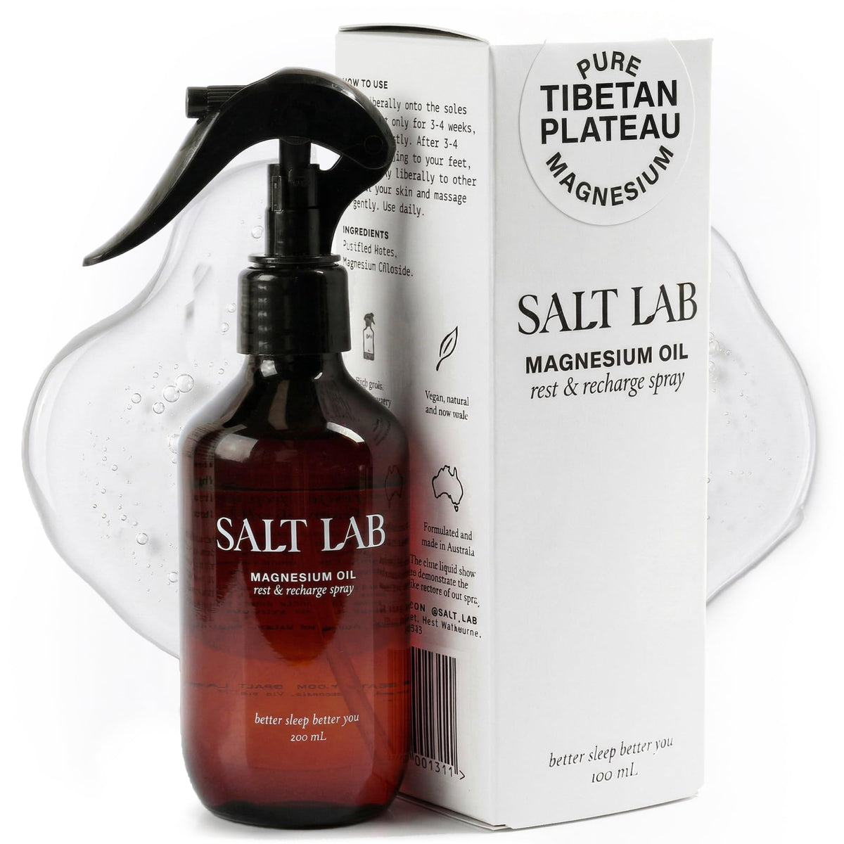 Spray d'huile de magnésium SALT LAB 200 ml vue avant