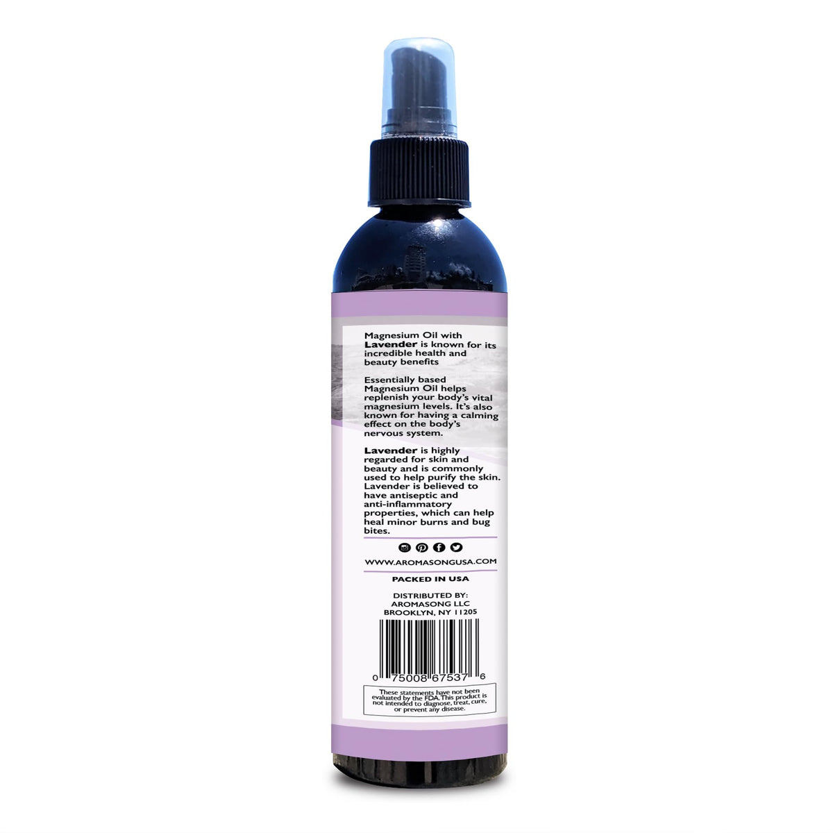 Spray de magnésium Aromasong avec lavande fraîche en arrière-plan
