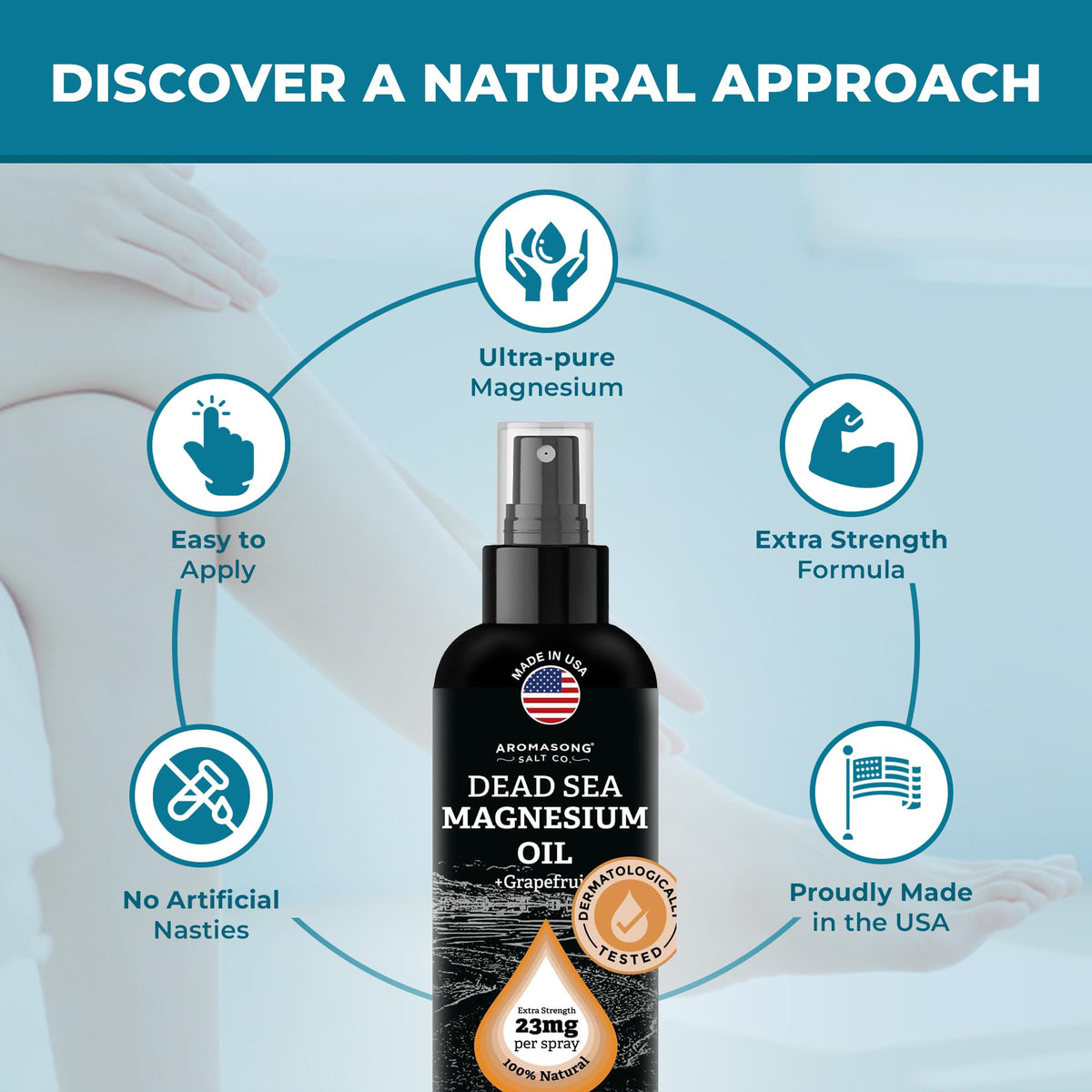 Spray de magnésium Aromasong sur une surface en bois
