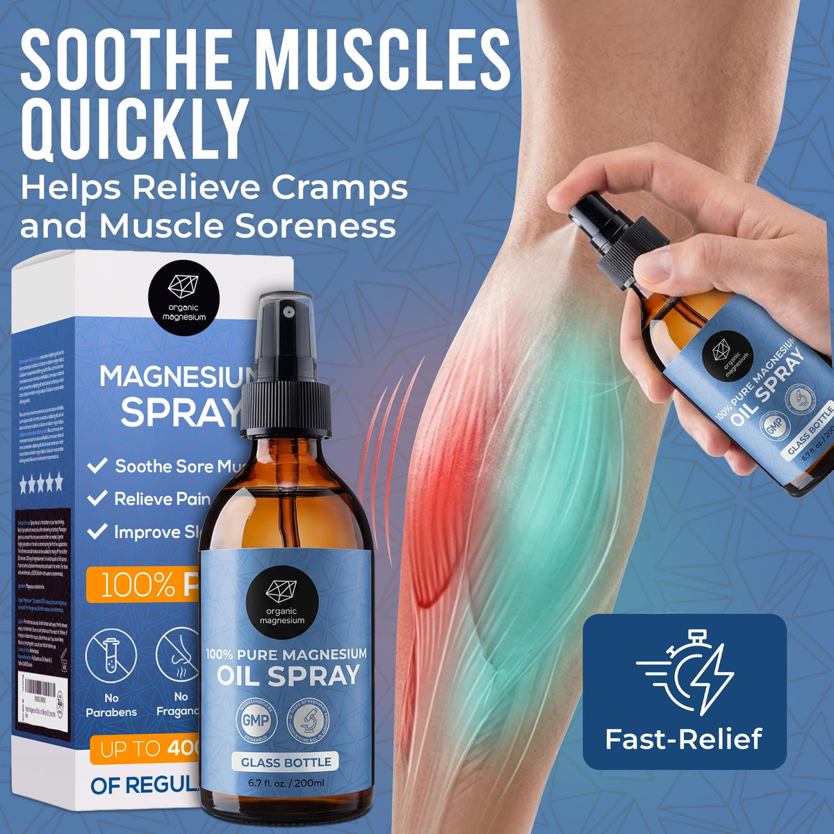 Spray de magnésium bio utilisé après l'exercice
