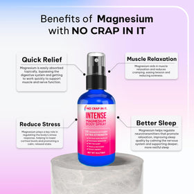 Spray de Magnésium Intense 4oz avec main en arrière-plan