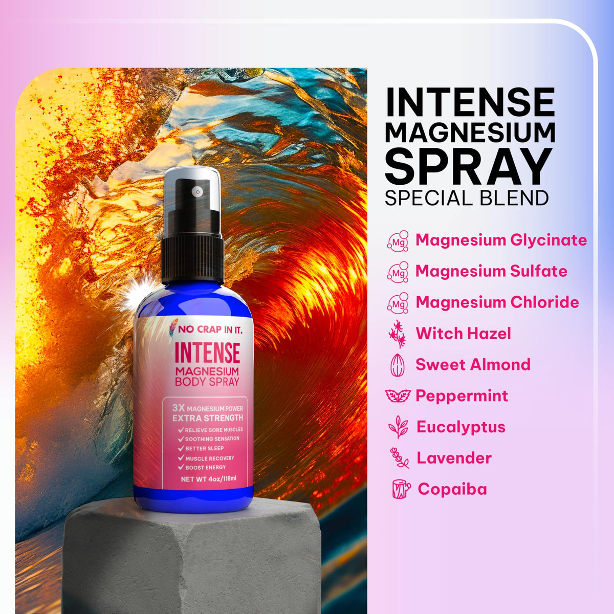 Spray de Magnésium Intense 4oz - vue latérale