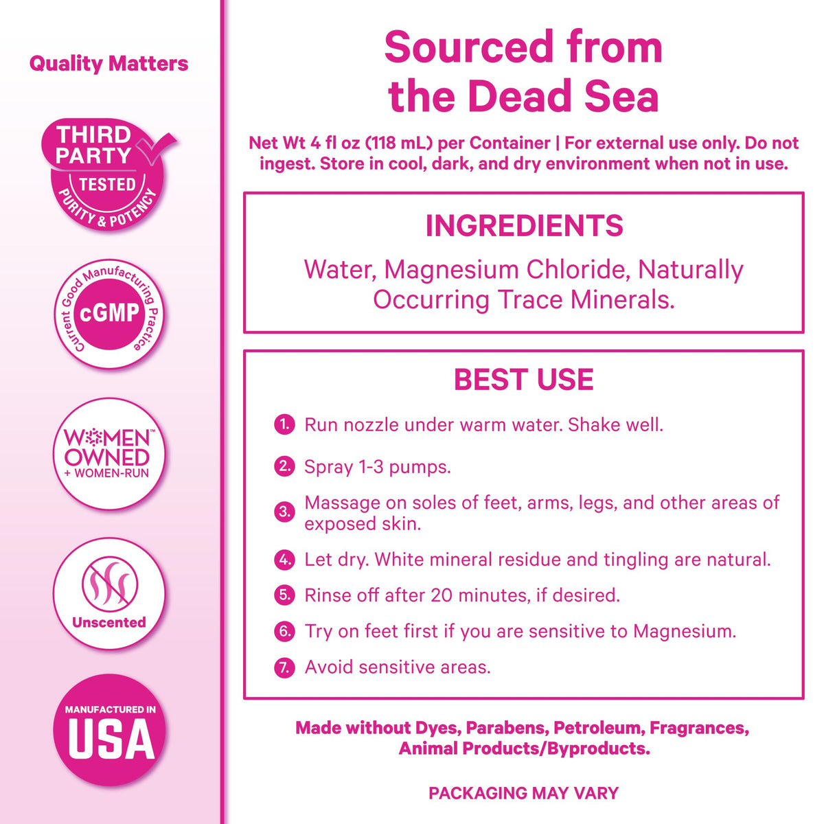 Spray de Magnésium Pink Stork 118 ml avec arrière-plan naturel