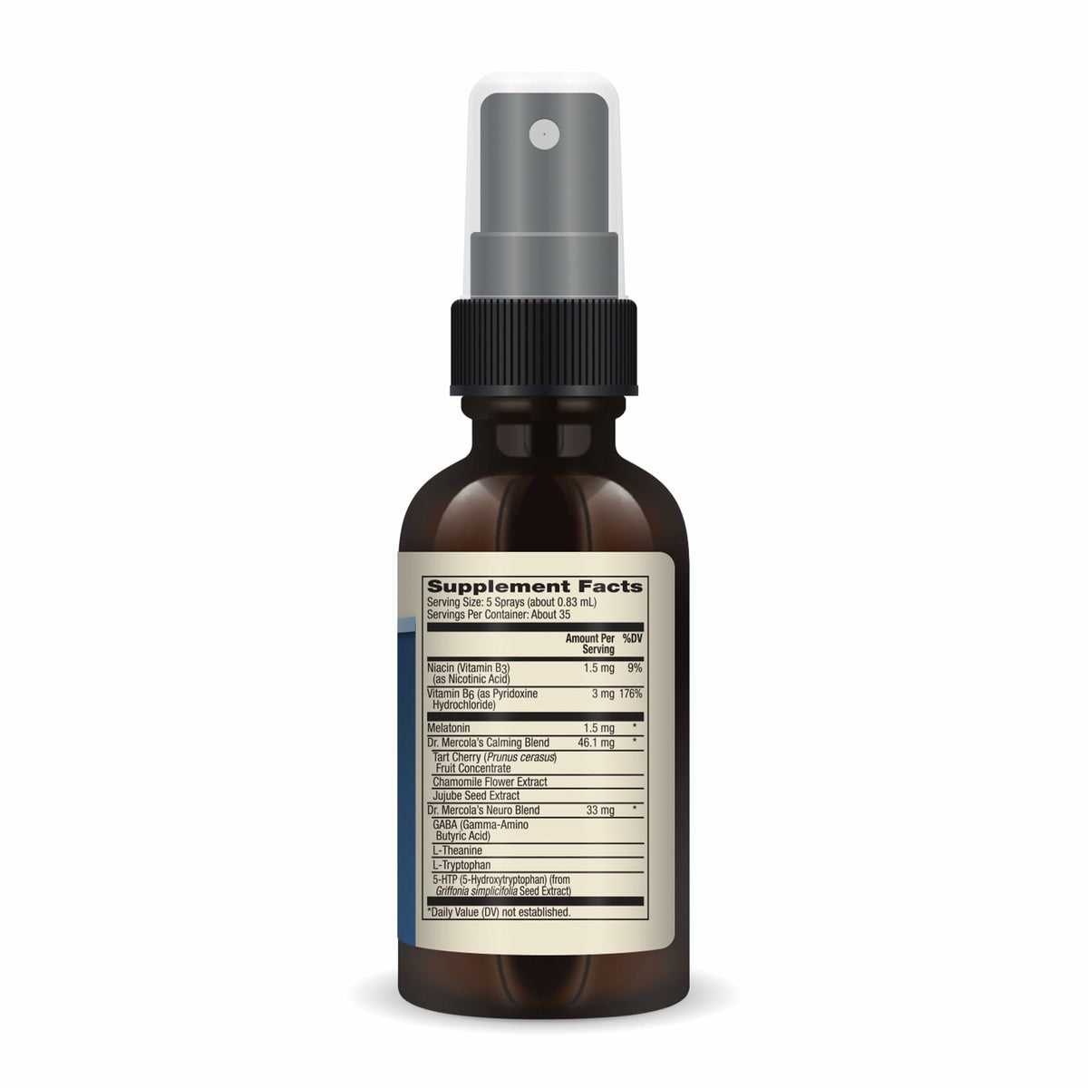 Spray de sommeil Dr. Mercola 29 ml avec bouchon ouvert