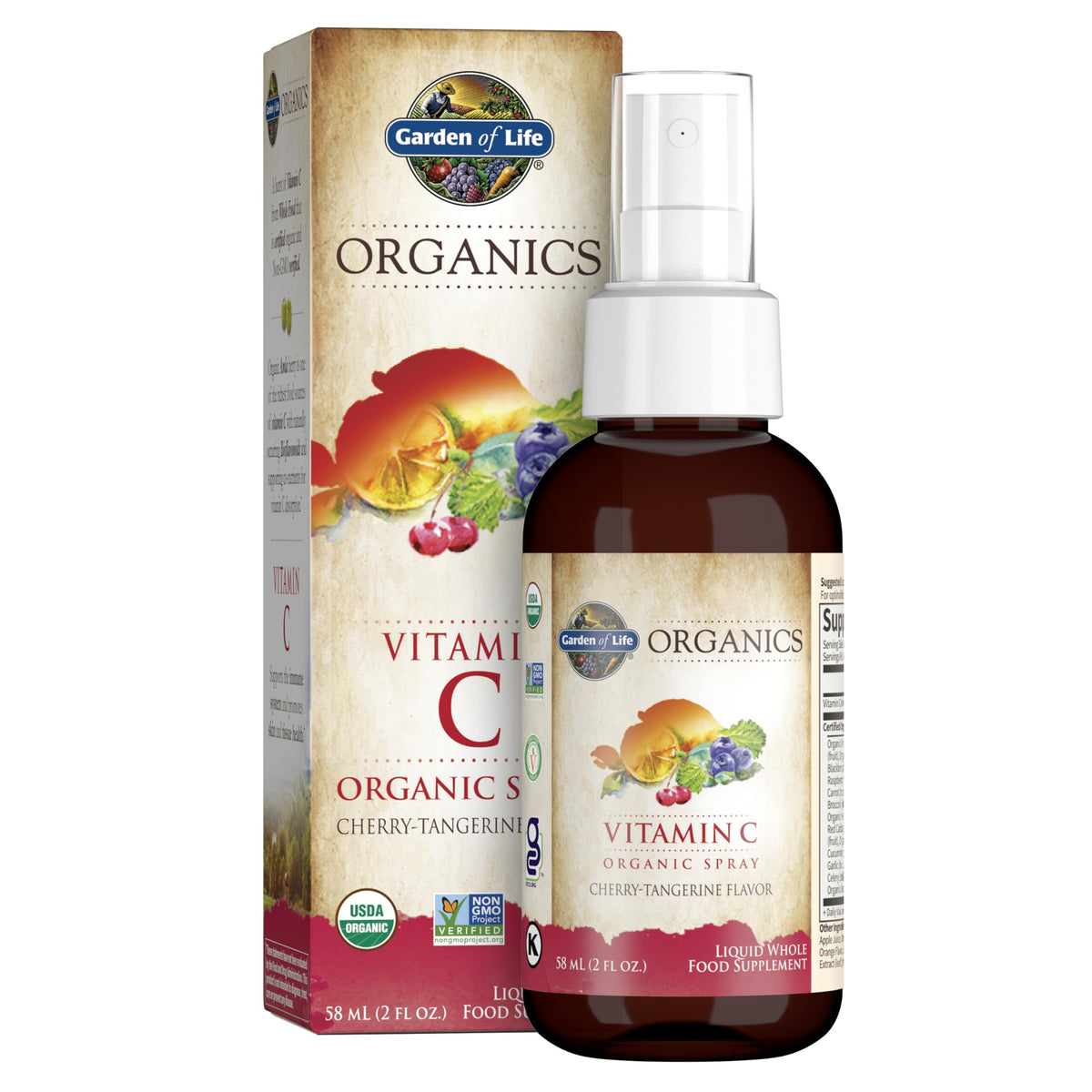 Spray de vitamine C Garden of Life 2 fl oz avec étiquette