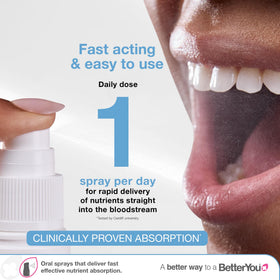 Spray de vitamine D BetterYou Dlux 1000 sur un fond naturel