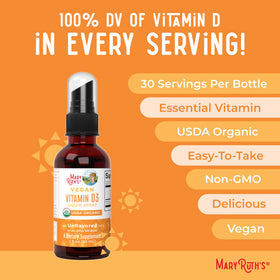 Spray de vitamine D3 vegan MARYRUTH'S à côté d'autres suppléments