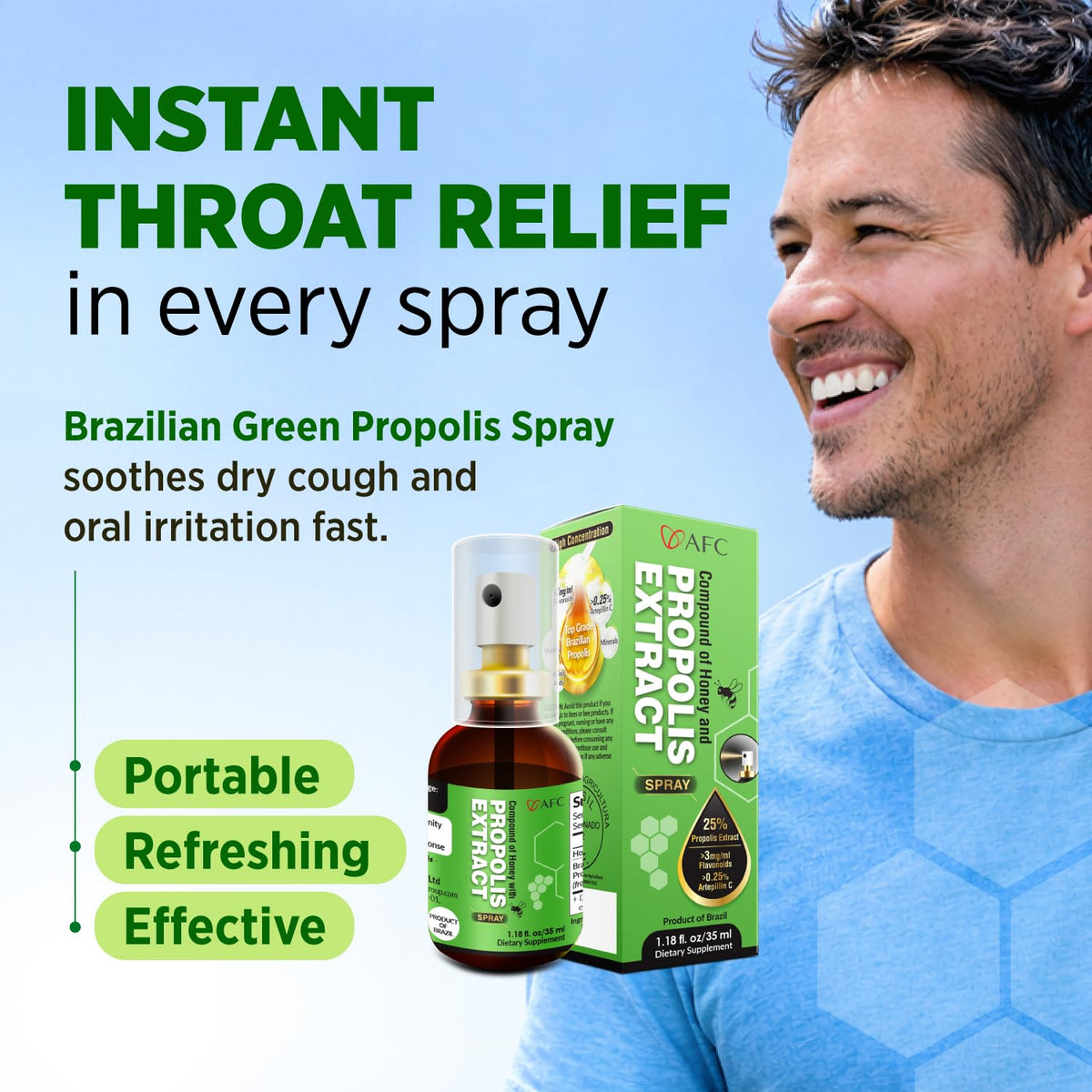 Spray gorge AFC Propolis Brésilien dans un environnement de vie actif