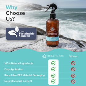 Spray Magnésium Beach Labs sur fond de plage
