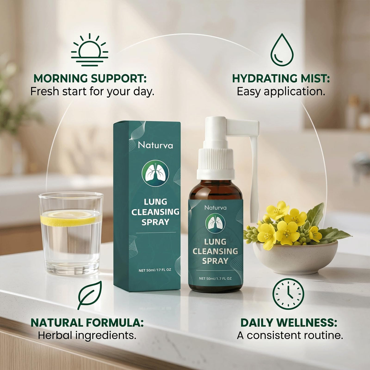 Spray Naturva avec bouchon en gros plan