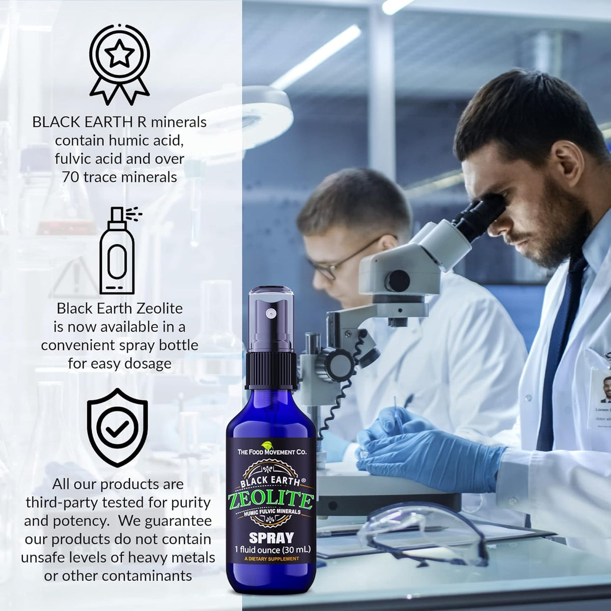 Spray Zeolite Noir 1 oz avec fond blanc