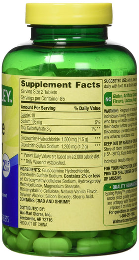 Spring Valley Glucosamine Chondroitin 340 comprimés côté