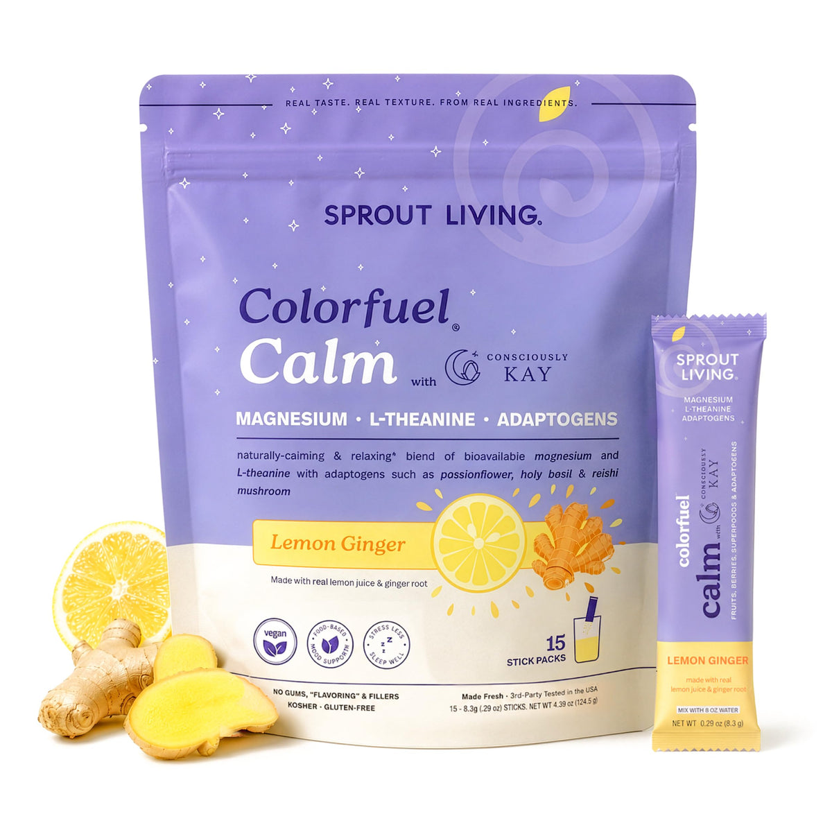 Sprout Living Calm Poudre de Magnésium stick pack vue de face