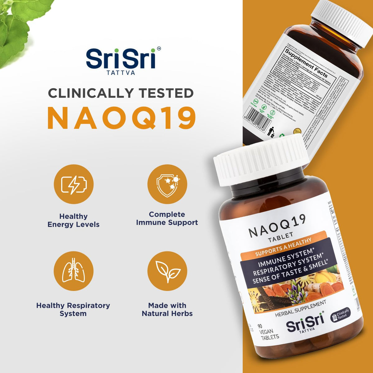 Sri Sri Products NAOQ19 complément alimentaire 90 capsules sur fond blanc