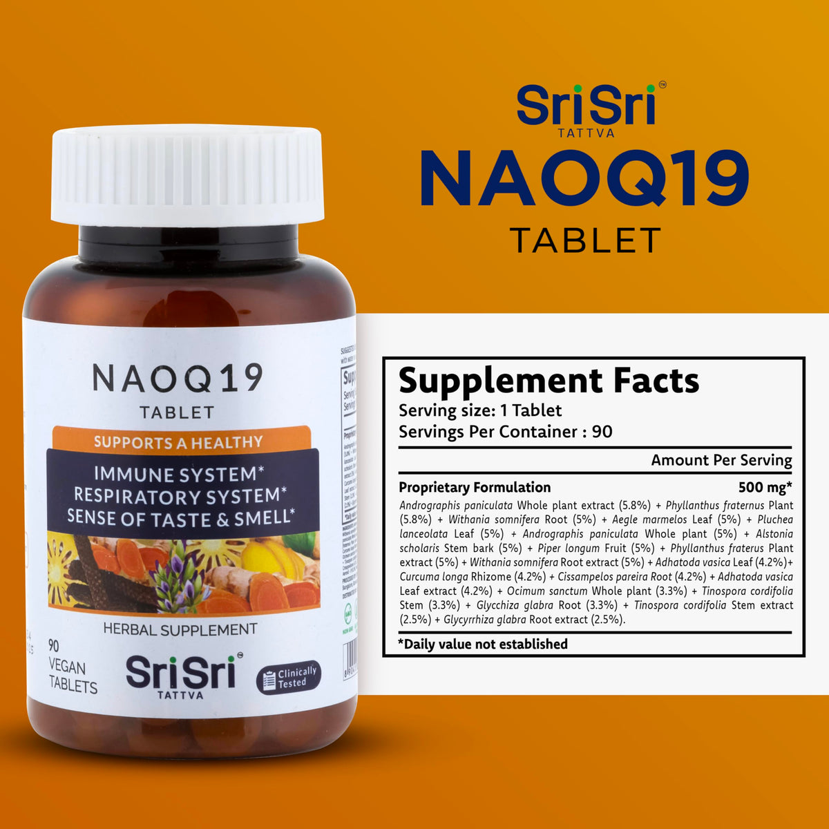 Sri Sri Products NAOQ19 complément alimentaire 90 capsules vue arrière