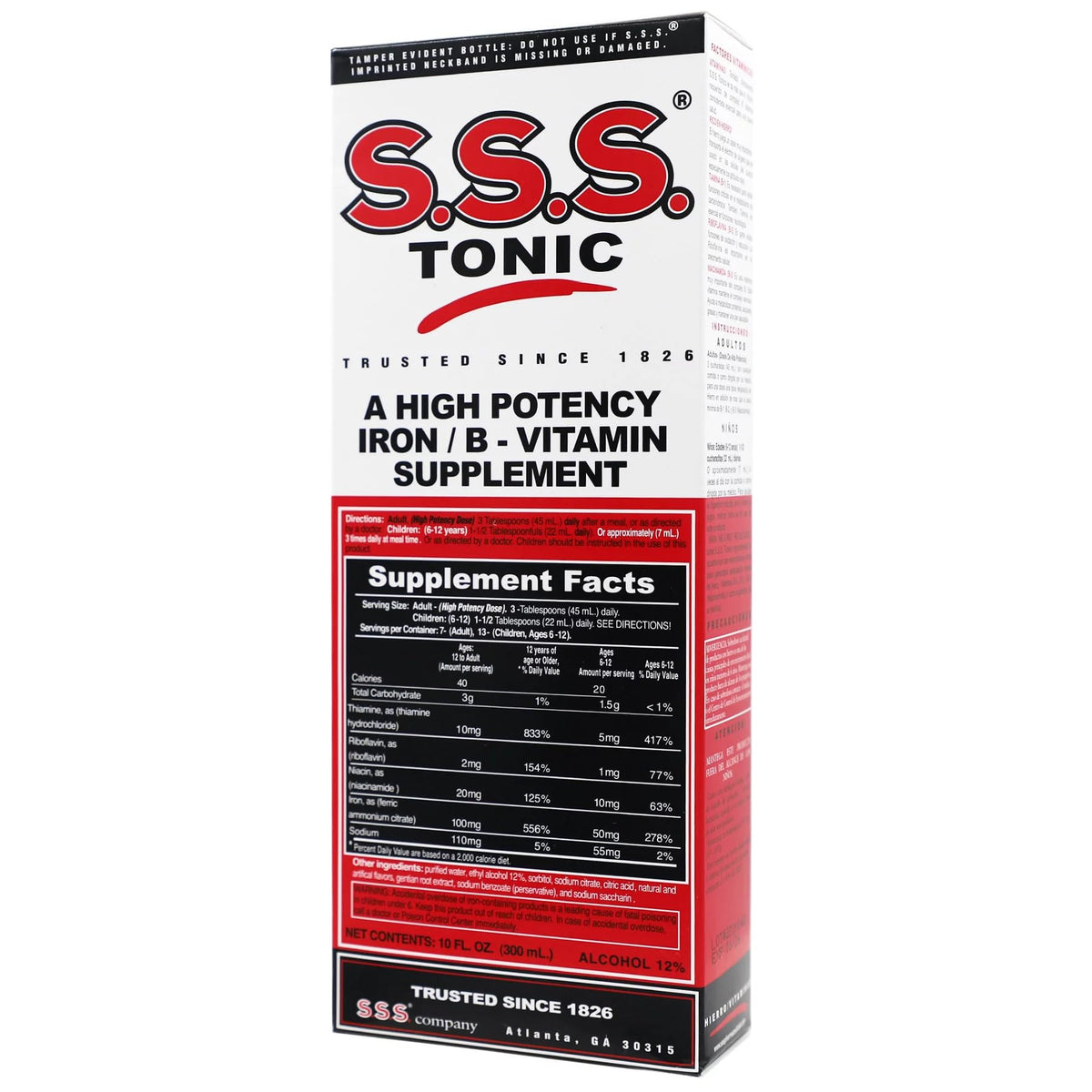 SSS Tonic B-Complex 10 fl oz sur une table