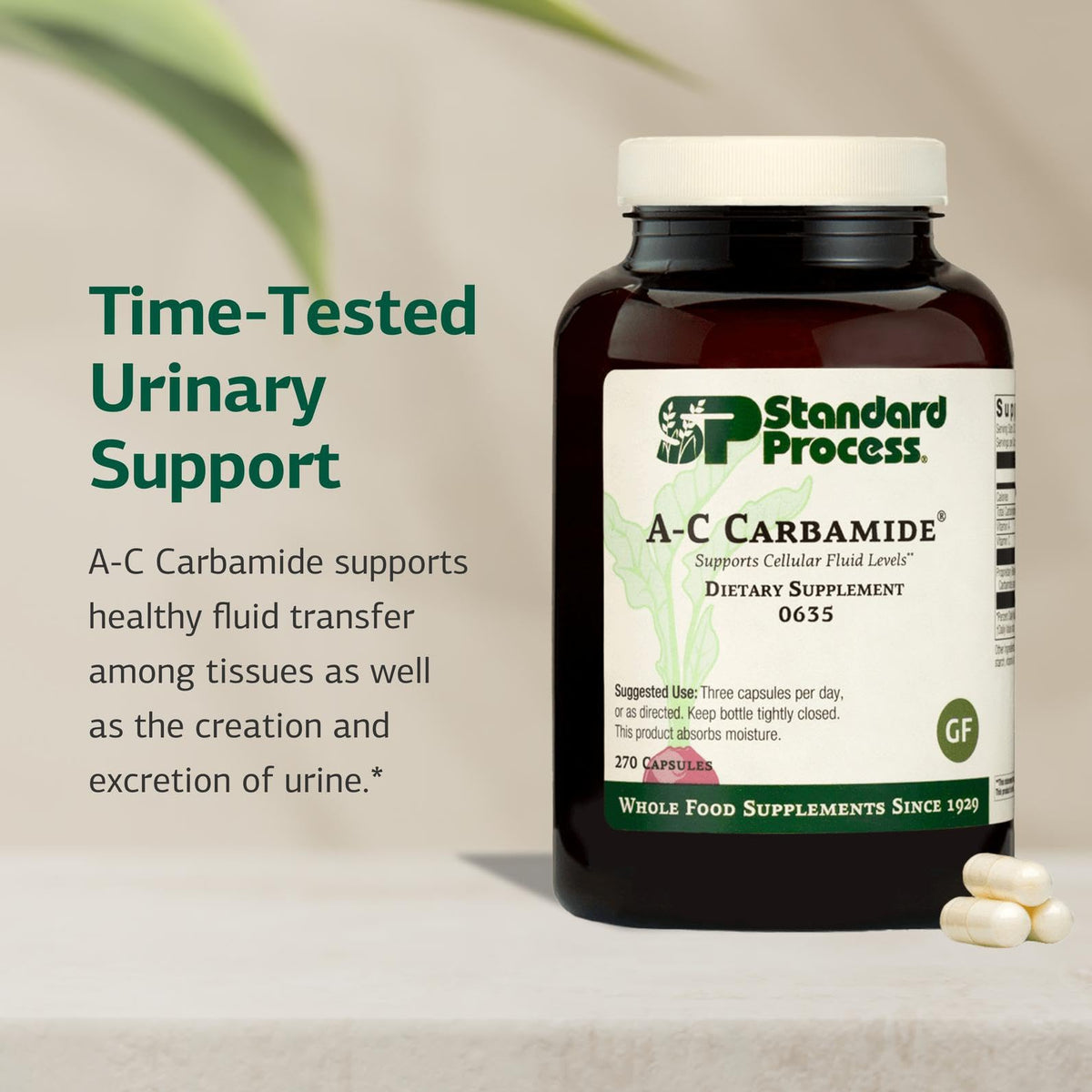 Standard Process A-C Carbamide capsules sur fond blanc