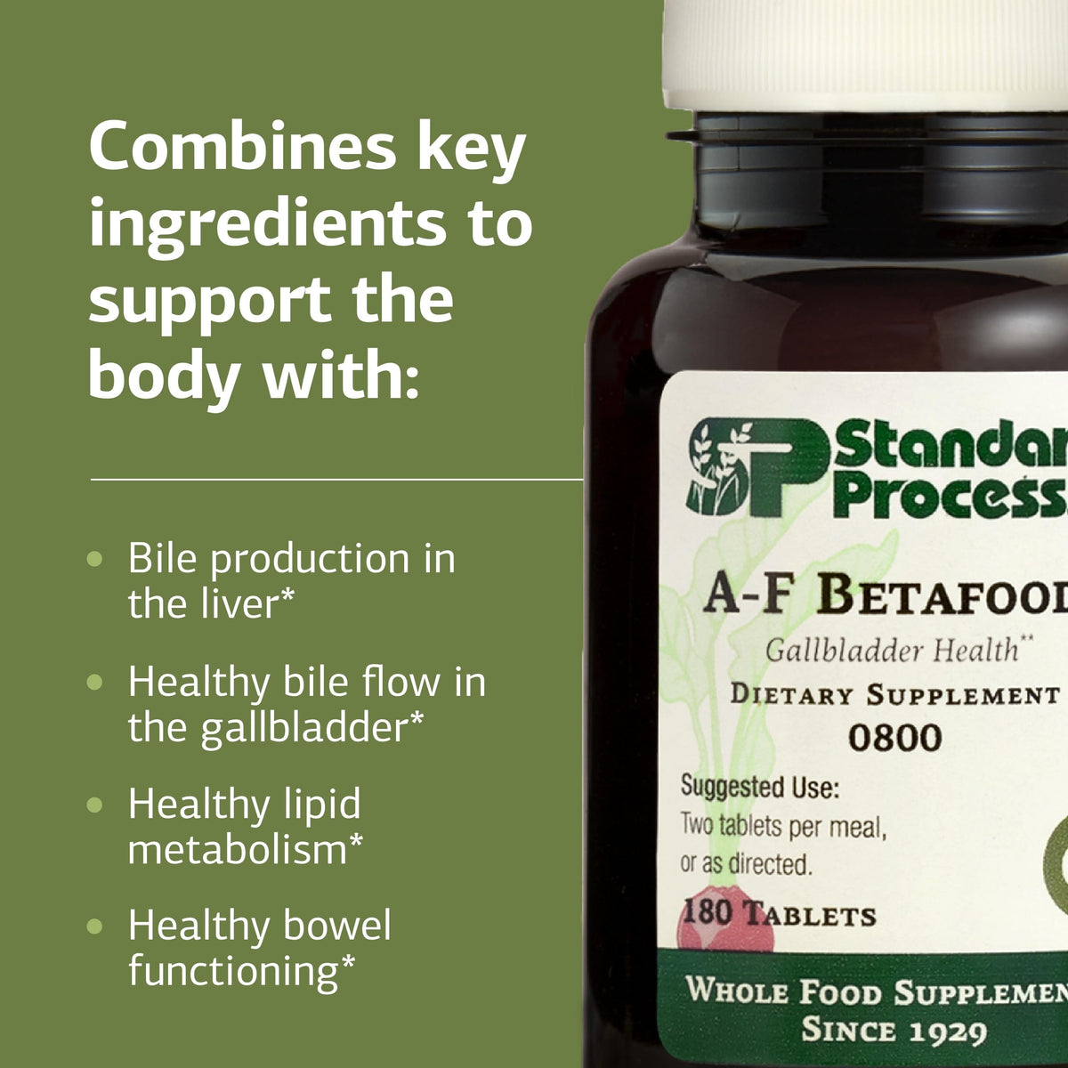 Standard Process A-F Betafood comprimés avec betteraves en arrière-plan