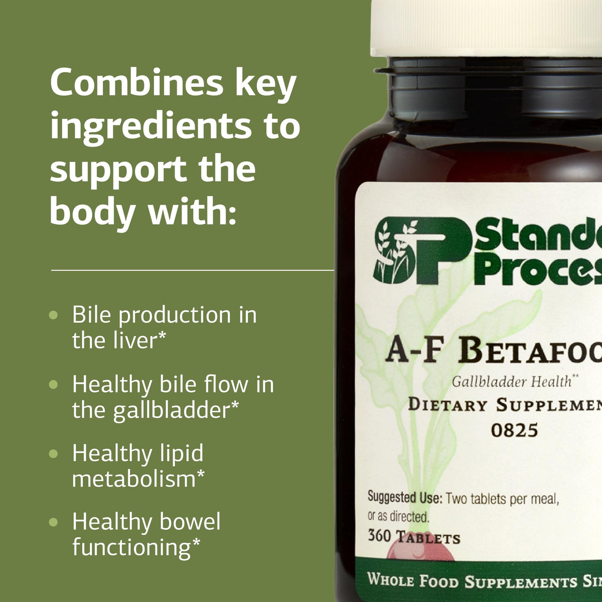 Standard Process A-F Betafood côté du flacon