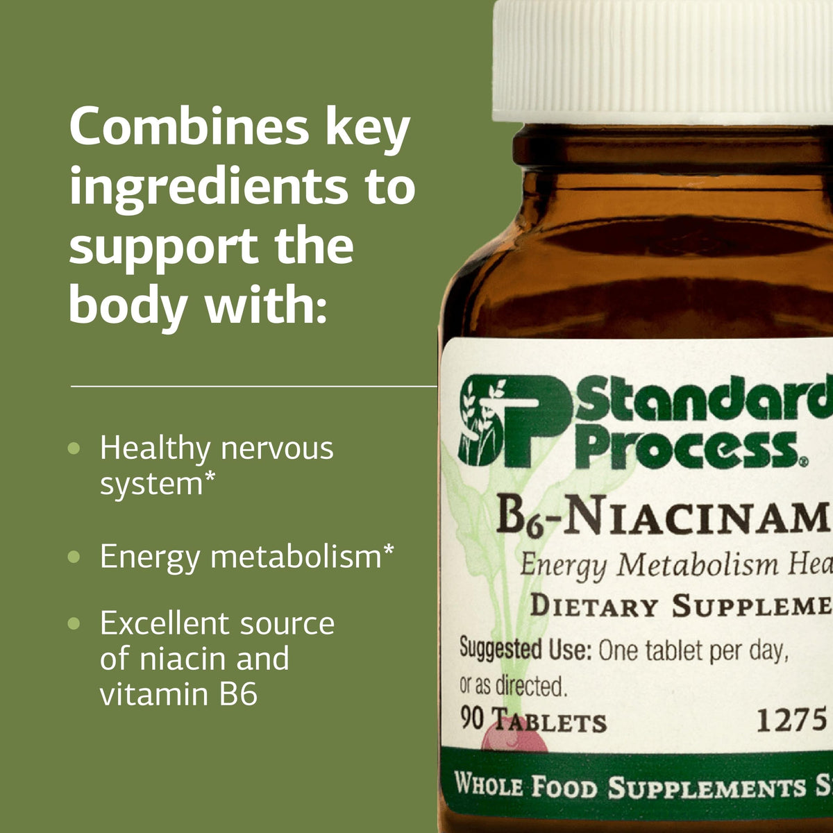 Standard Process B6-Niacinamide tablettes sur une surface blanche