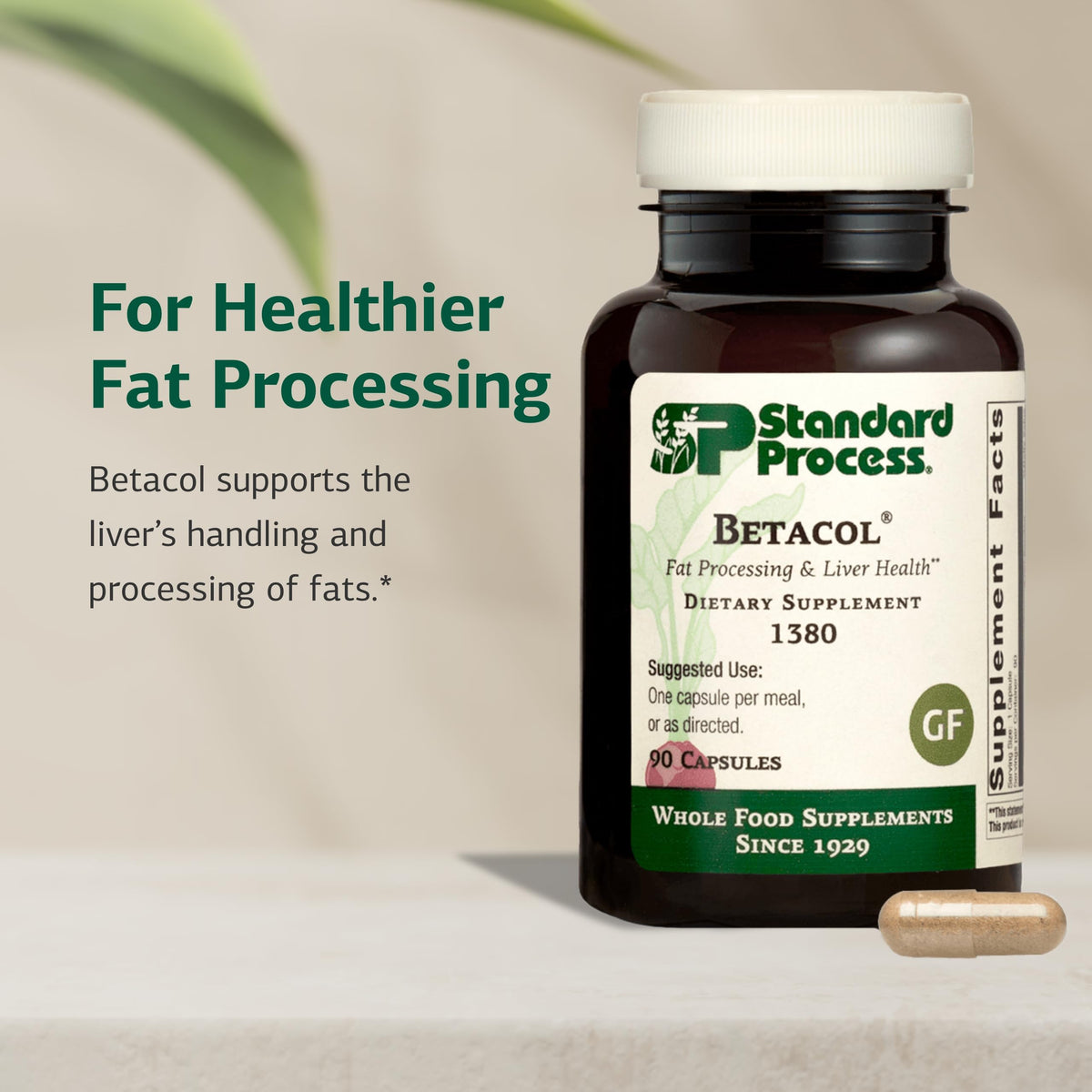 Standard Process Betacol boîte ouverte avec capsules