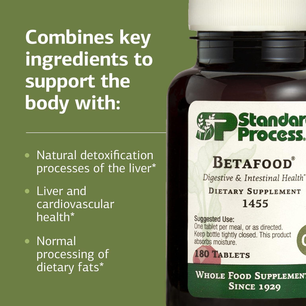 Standard Process Betafood comprimés sur une table