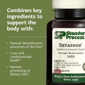 Standard Process Betafood comprimés sur une table